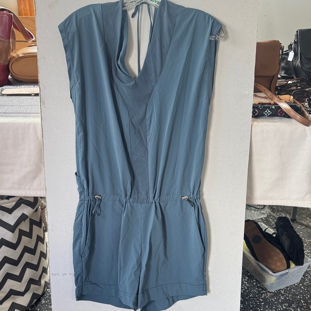 Indyeva Jumpsuit Womens Small Blue Shorts Stretch V Neck